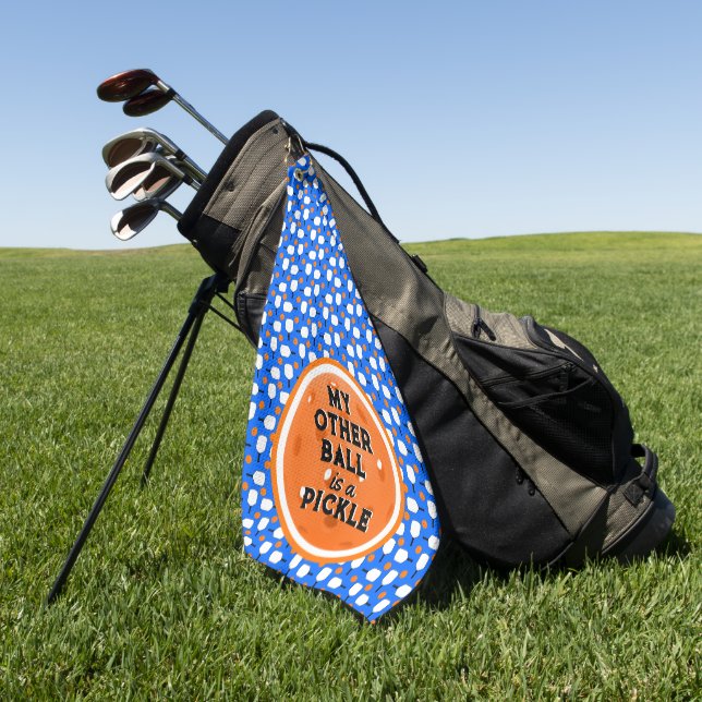 Pickleball Other Ball Is A Pickle Blue Orange Golf Towel (Green)