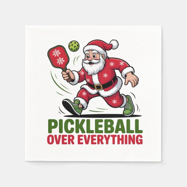 Pickleball Over Everything Pickleball Santa  Napkin (Front)