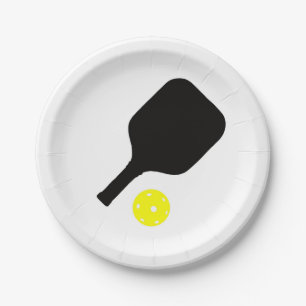 Pickleball paddle & ball paper plate