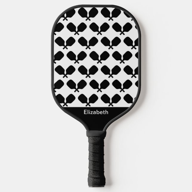 Pickleball Paddle Black White Illustration Design (Front)