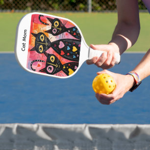Pickleball Paddle Colorful Hearts Cats Dogs