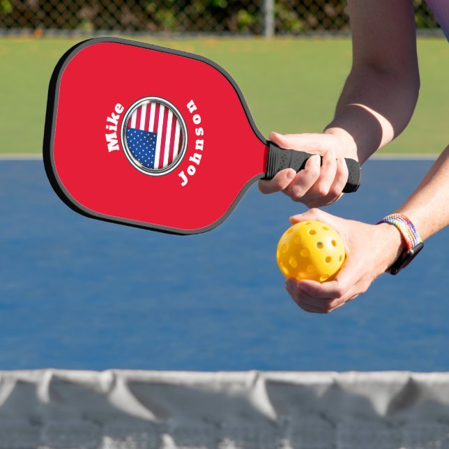 Pickleball Paddle-  Custom American Flag add name Paddle (Insitu)