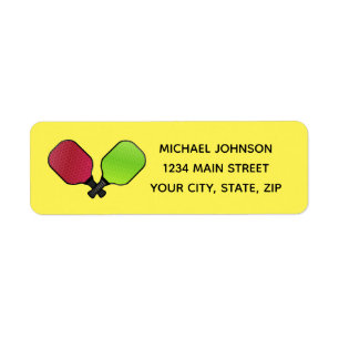Pickleball Paddle Design Adresse de retour Sticker