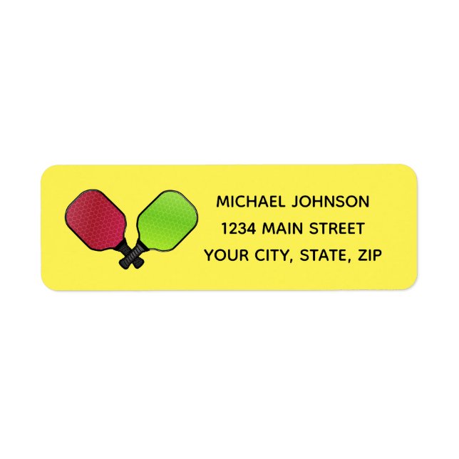 Pickleball Paddle Design Adresse de retour Sticker (Devant)