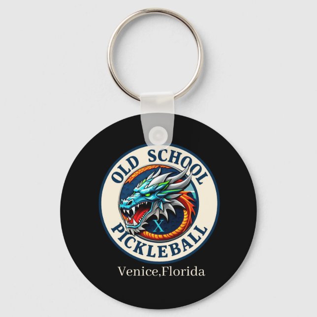 Pickleball Paddle -Dragon X Old School Pickleball  Keychain (Front)