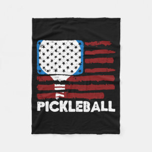 Pickleball Paddle Flag Pickle Ball Patriot Men Fleece Blanket