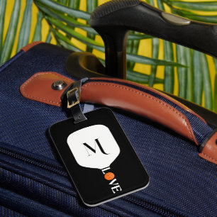 Pickleball Paddle Love Orange Ball Personalized Luggage Tag