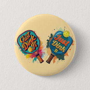 Pickleball Paddle - Sporty & Fun Design 2 Inch Round Button