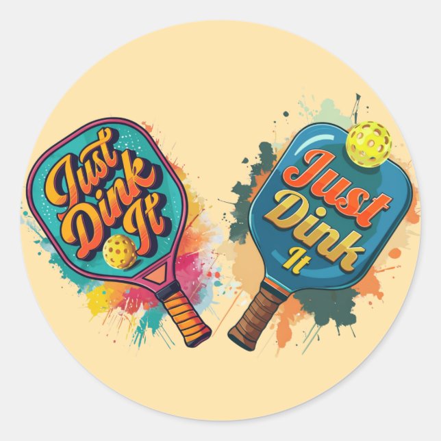 Pickleball Paddle - Sporty & Fun Design Classic Round Sticker (Front)