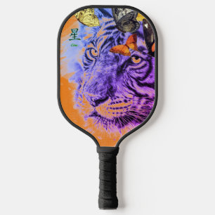 PICKLEBALL PADDLE TIGER AND BUTTERFLIES