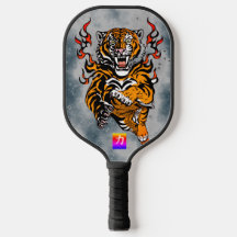 Pickleball Paddle TIGER AND FLAMES FLYING GEESE