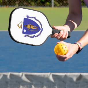 Pickleball Paddle with flag of Massachusetts, USA