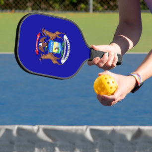 Pickleball Paddle with flag of Michigan, USA