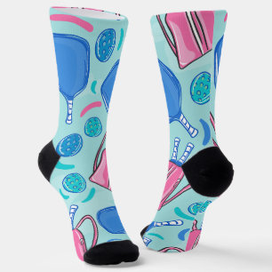 Pickleball Paddles and Balls Blue  Socks