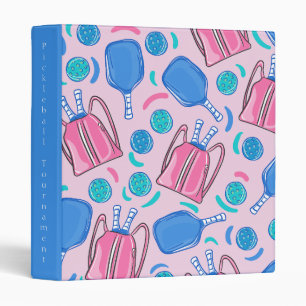 Pickleball Paddles and Balls Pink Preppy Custom Binder