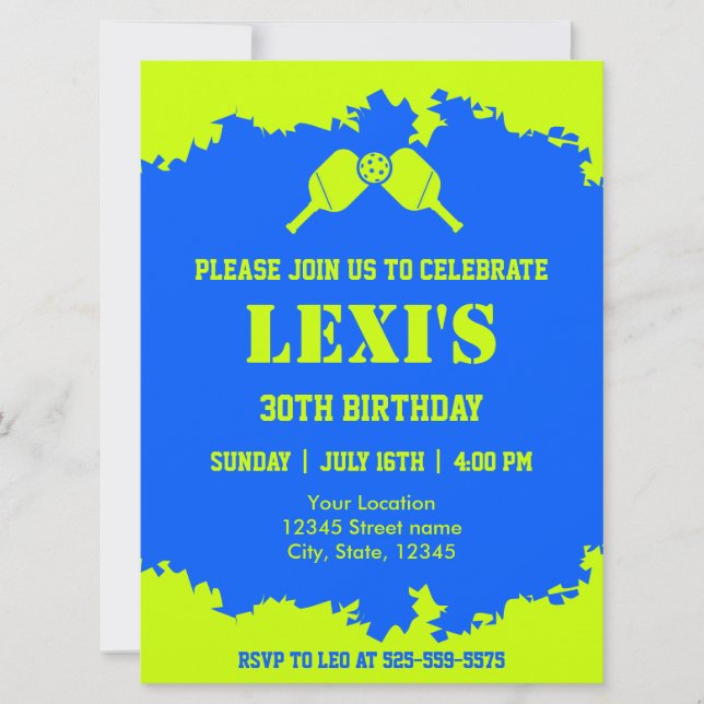 Pickleball Paddles Birthday Party Invitation (Front)