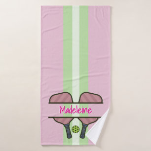 Pickleball Paddles Dusty Pink Personalized Gift Bath Towel