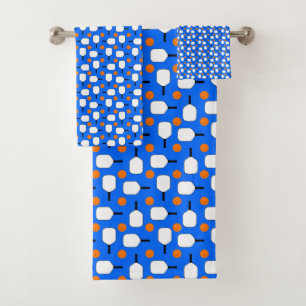 Pickleball Paddles, Orange Pickleball Balls, Blue Bath Towel Set