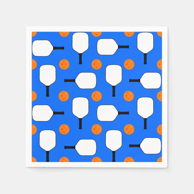 Pickleball Paddles, Orange Pickleball Balls, Blue Napkin (Front)