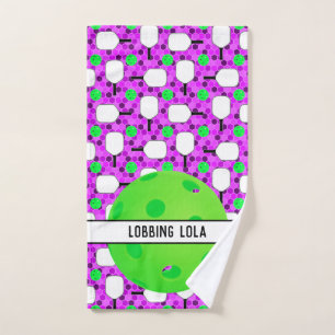 Pickleball Paddles Personalized Purple Honeycomb Hand Towel