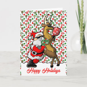 Pickleball Partners Santa & Reindeer Sleighing It Card