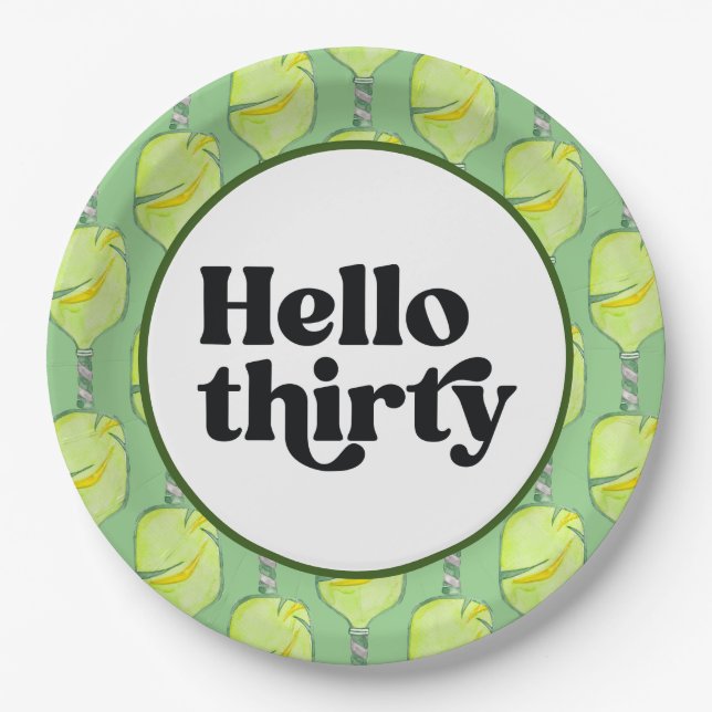 Pickleball Party 30th Birthday with Beer Paper Plate (Front)