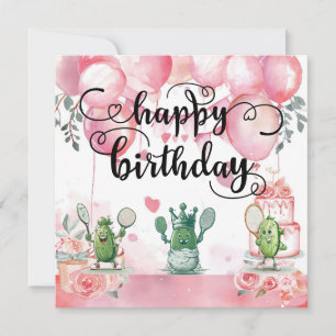Pickleball Party 4th Birthday Card