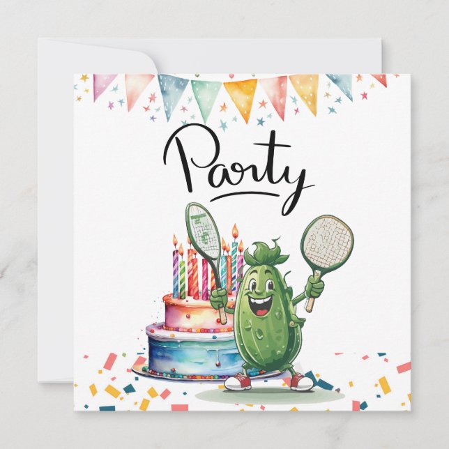 Pickleball Party   Birthday  Invitation (Front)
