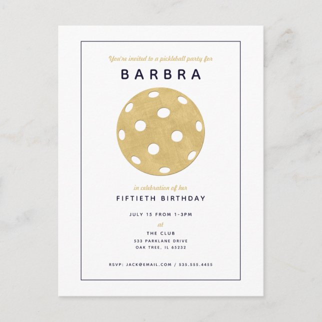Pickleball Party Chic Gold Black Party Invitation (Devant)