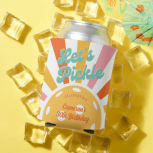 Pickleball Party Colorful Retro Sun burst Custom Can Cooler