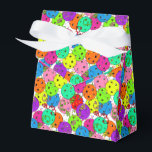 Pickleball Party Colourful Balloons  Favor Box<br><div class="desc">Festive pickleball party gift favour box bag for any pickleball player with colourful confetti and pickleball balloons on a white background. Blue, red, bright green, yellow, pink, and purple balloons made from pickleball balls. Colourful pickleball-themed birthday, anniversary, thank you, end-of-rec season party, congratulations, tournament gift bag favour box for your...</div>