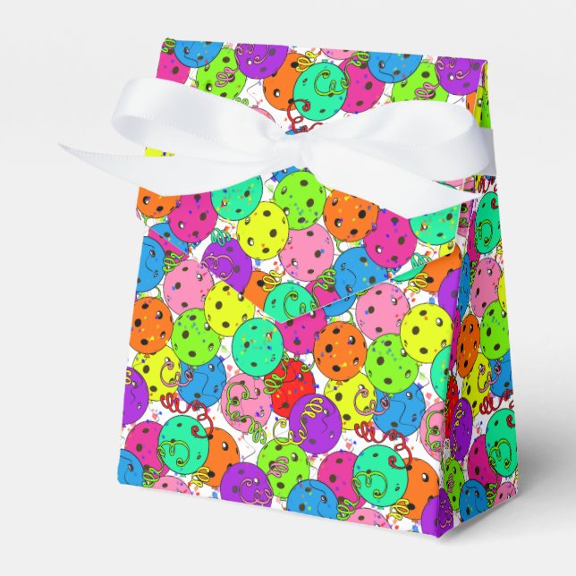 Pickleball Party Colourful Balloons  Favor Box (Front Side)