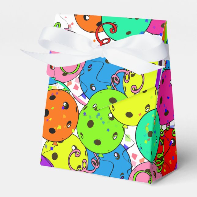 Pickleball Party Confetti and Pickleball Balloons  Favor Box (Front Side)