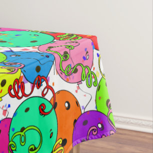Pickleball Party Confetti and Pickleball Balloons  Tablecloth