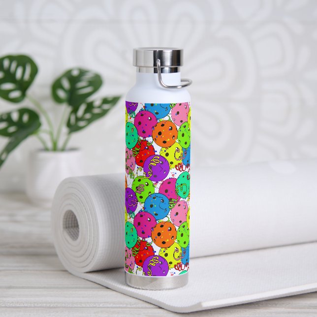 Pickleball Party Confetti and Pickleball Balloons Water Bottle (Yoga)