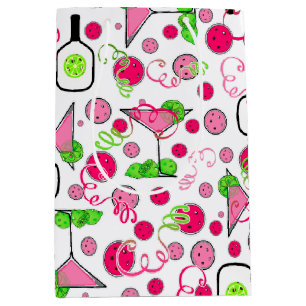 Pickleball Party Cosmo Day Dinking on White Medium Gift Bag