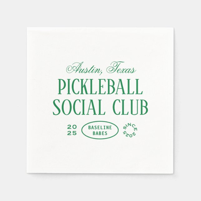 Pickleball Party Favour Napkins in Green & White (Front)