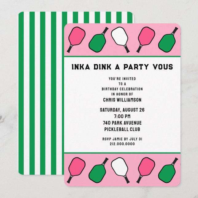 Pickleball Party Invitation (Front/Back)