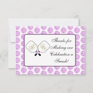 Pickleball Party Lavender Personalized Wedding Thank You Card