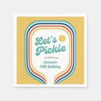 Pickleball Party Let's Pickle Retro Rainbow Stripe