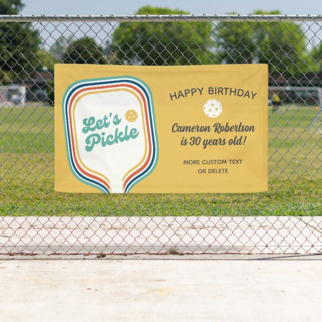 Pickleball Party Let's Pickle Retro Stripe Custom Banner (Insitu)