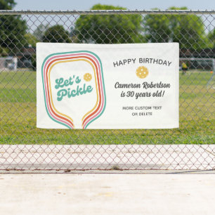 Pickleball Party Let's Pickle Retro Stripe Custom Banner