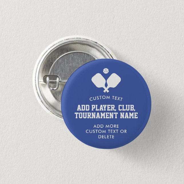 Pickleball Party Paddles Blue White Custom 1 Inch Round Button (Front & Back)