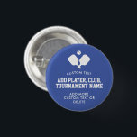 Pickleball Party Paddles Blue White Custom 1 Inch Round Button<br><div class="desc">Super fun pickleball button. Design features 2 crossed white pickleball paddles and a ball. Easily add your custom text and change the colours too! Great for an adult pickleball birthday party favour, pickleball weekend gathering, getaway, pickleball club party, special event, fundraiser, tournament, hostess gift or everyday fun. Pickleball - the...</div>