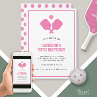 Pickleball Party Paddles Pink White Custom