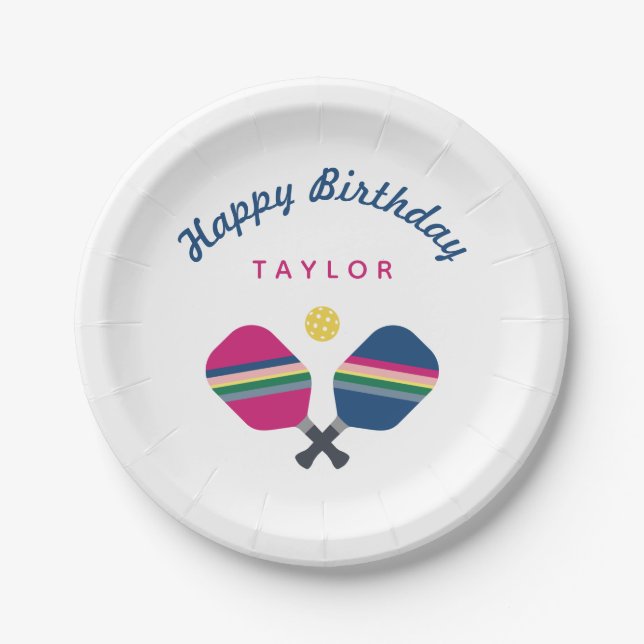 Pickleball Party Personalized Name Custom Paper Plate (Front)