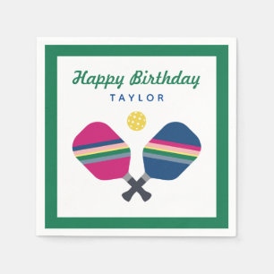 Pickleball Party Personalized Name Green Napkins