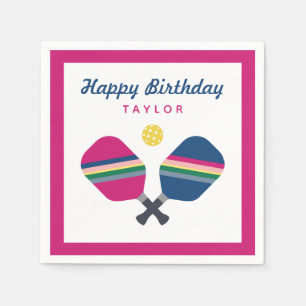 Pickleball Party Personalized Name Pink Napkins