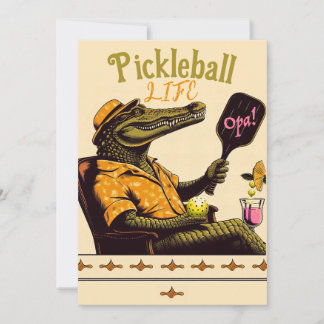 Pickleball Party Tournament Invitations Crocodile