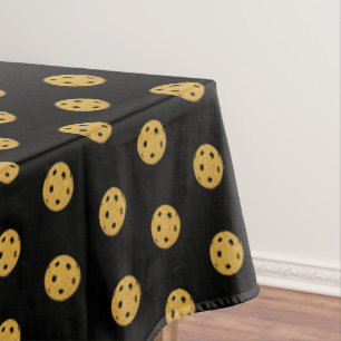 Pickleball Party Wedding Bachelor Black and Gold Tablecloth